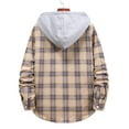 thumbnail image 4 of Patlollav Men Casual Turndown Long Sleeve Button Closure Plaid Print Hooded Shirt, 4 of 5