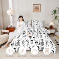 thumbnail image 3 of Castle Fairy Gothic Spooky Skeleton Queen Comforter Set 3 Pieces,Sugar Skull Stars Pattern Comforter Sets Queen,White Offwhites,1 Comforter and 2 Pillowcases,Black Reversible, 3 of 6