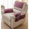 thumbnail image 2 of 3 Pieces Flannel Plush Sofa Armrest Cover Headrest Cover for Recliners Soft Fuzzy Non Slip 2 Arm Rest Covers and 1 Headrest Protector for Recliner Leather Sofa Couch(Beige,1 Seat), 2 of 7