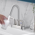 thumbnail image 3 of Wowow 4 in. Centerset Double Handle High Arc Bathroom Faucet with Drain Kit Included in Brushed Nickel, 3 of 8