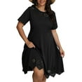 thumbnail image 5 of Gvmfive Plus Size Women Casual Dress Hollow Short Sleeve Skater Midi Dress, 5 of 8