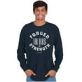 thumbnail image 5 of Forged in His Strength Jesus Follower Long Sleeve TShirt Men Women Brisco Brands S, 5 of 6