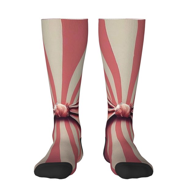 Fotbe Retro Bow Calcetas Divertidas Estampadas para Hombre y Mujer, Calcetas de Algodón hasta la Rodilla para Caminar, Correr, Enfermería y Embarazo