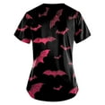 thumbnail image 3 of WonderWiz Women Halloween Scrub Tops,Womens Halloween Scrub Tops V Neck Short Sleeve Funny Halloween Nurse Uniform Plus Size Friendly,Hot Pink 3XL, 3 of 6