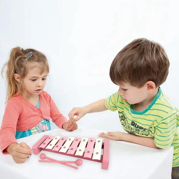 Juguetes, Educación, Xilófono de madera colorido de ocho teclas para niños. Instrumento musical temprano con sonido nítido. Herramienta educativa para mejorar la coordinación ojo-mano y la capacidad m