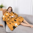 thumbnail image 5 of Oversized Wearable Blanket Hoodie,Halloween Ghosts Pumpkins and Spider Webs Sherpa Blanket Hoodie with Super Pockets,Super Warm Fuzzy Pullover for Women & Men, 5 of 6