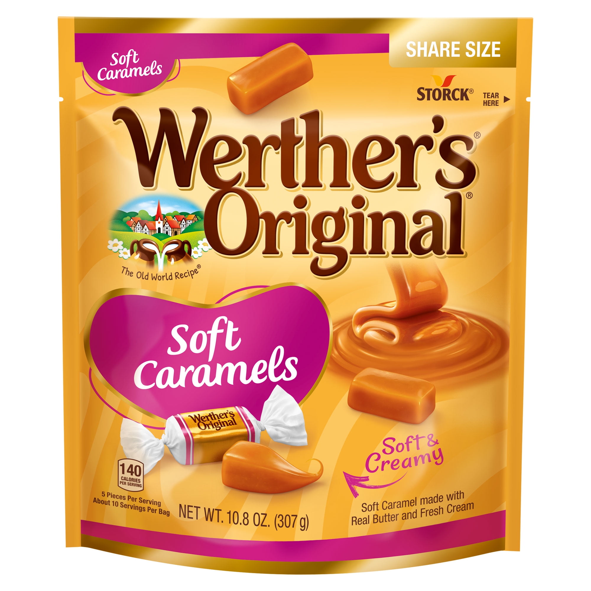 (3 pack) Werther's Original Individually Wrapped Soft Caramels, 10.8oz Sharing Size Bag