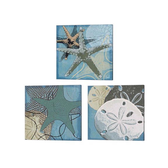 Great Art Now Ocean's Delight by Jason Basil 3 Piece Canvas Art Set Each 14W x 14H