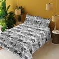 thumbnail image 2 of Ambesonne Roses Fitted & Flat Sheet with Shams 4 Pcs Set, Monochrome English Garden Art, Calking, Grey and White, 2 of 5