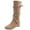 Khaki Boots, variant on Round Toe Double Buckle Wedge Mid Calf Boots Women Suede Fashion Boots for Daily Wear Black 40