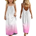 thumbnail image 2 of Fesfesfes Girls Fashion Cute Stripe Print Back Drawstring Loose Suspender Long Dress for Kids and Teens Elegant Party Wear Comfortable Casual Outfit(Hot Pink#2,5-6 Years), 2 of 9