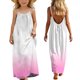 thumbnail image 1 of Vestido sin mangas de cuello redondo para niñas, moda para niñas, lindo vestido largo con tirantes sueltos y cordón en la espalda con degradado de color, 1 of 9