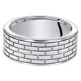 thumbnail image 2 of PEORA Mens Sterling Silver Brick Pattern Wedding Ring Band 8mm Comfort Fit Size 9, Durable, Sleek, Sturdy Men's Wedding Band, w/Wedding Ring Box w/Jewelry Box, For Gifts & Everyday Wear, 2 of 4