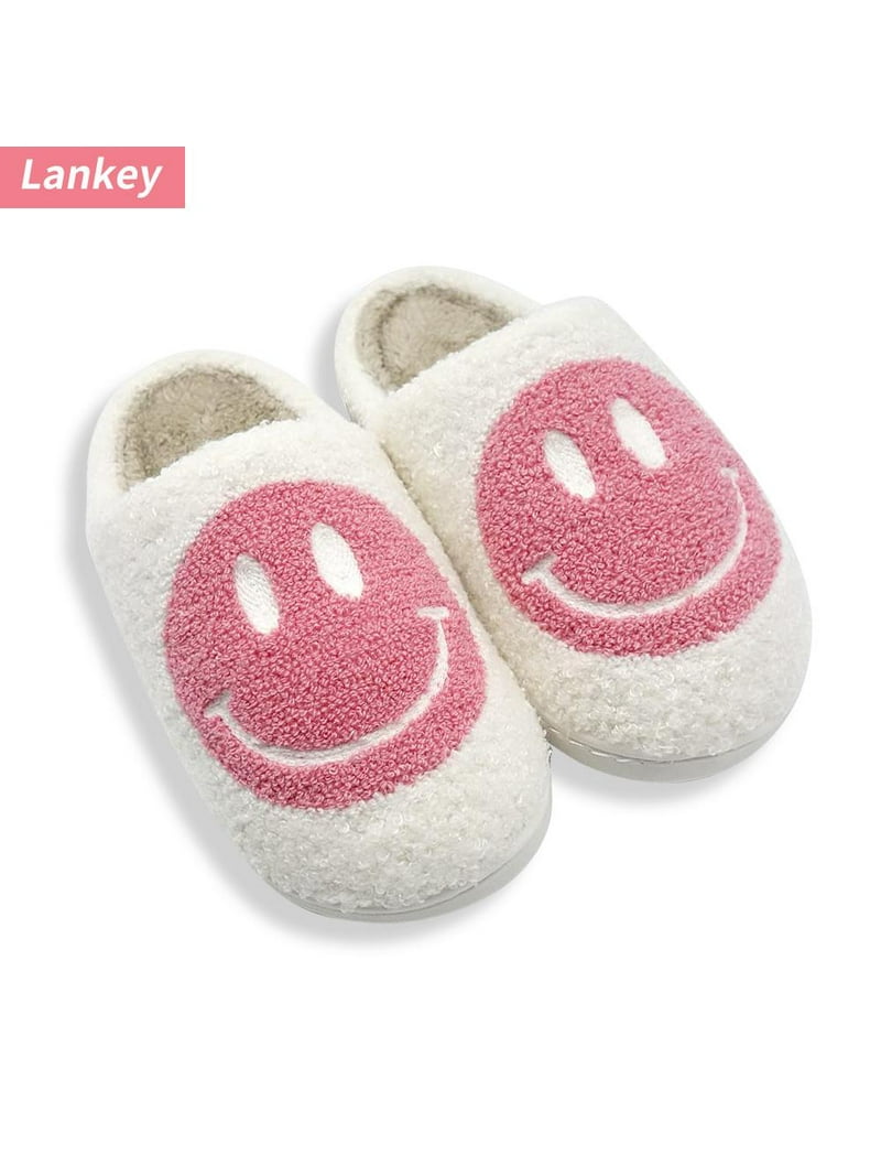 studieafgift bytte rundt Dyster Lankey Smiley Face Slippers for Women Men, Anti-Slip Soft Plush Comfy  Indoor Slippers - Walmart.com