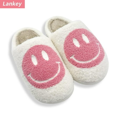 

Fuzzy Slippers for Women Men Smiley Face Plush Cotton Couple Slippers Comfort Indoor Outdoor Cozy Trendy Slip-On Slipper