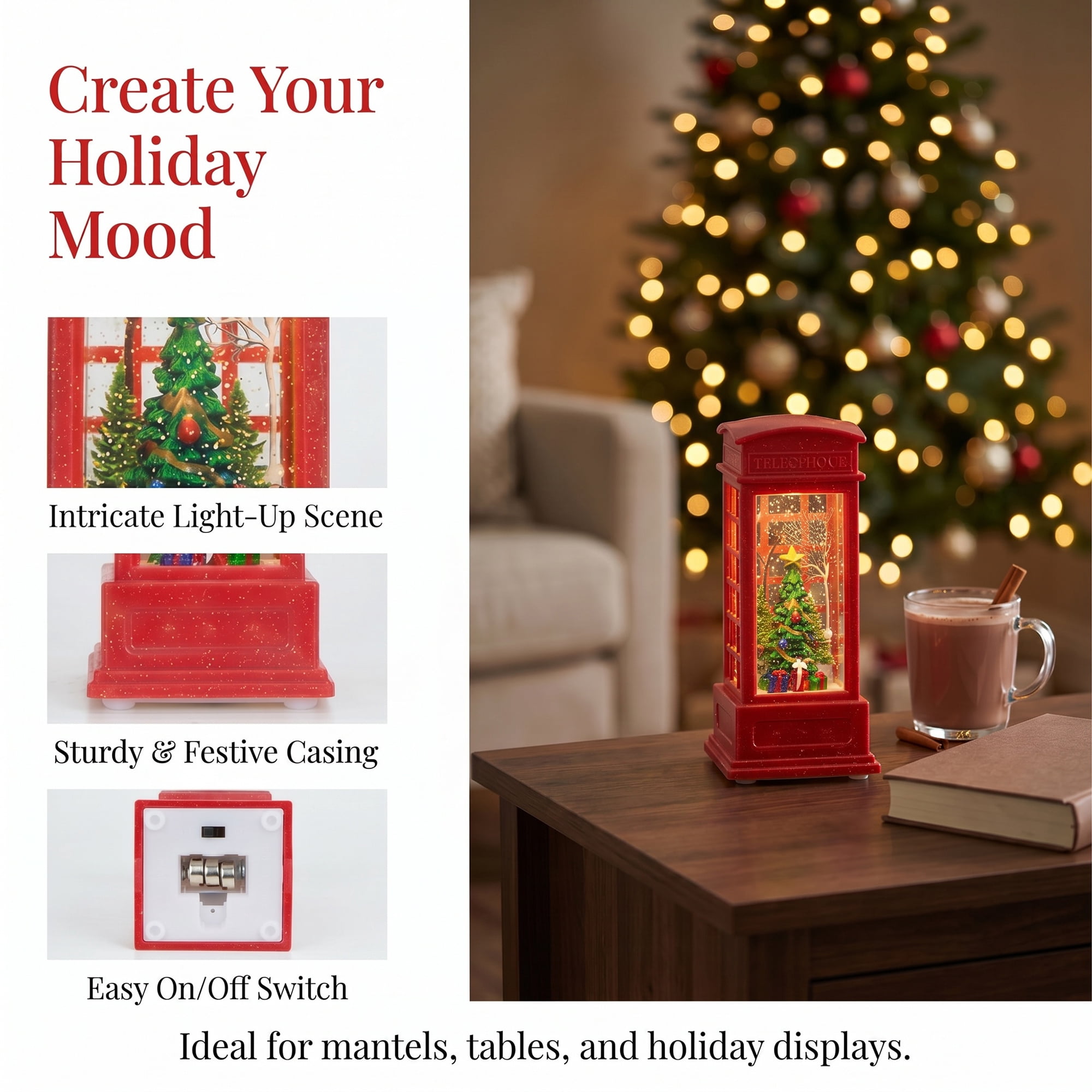 Unique Bargains Christmas Light Up Crystal Ball Mini LED Glitter Sphere Orb Red Style F