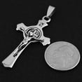 thumbnail image 7 of HZMAN Stainless Steel Saint St St. Benedict Crucifix Cross Pendants Necklace INRI (Silver), 7 of 7