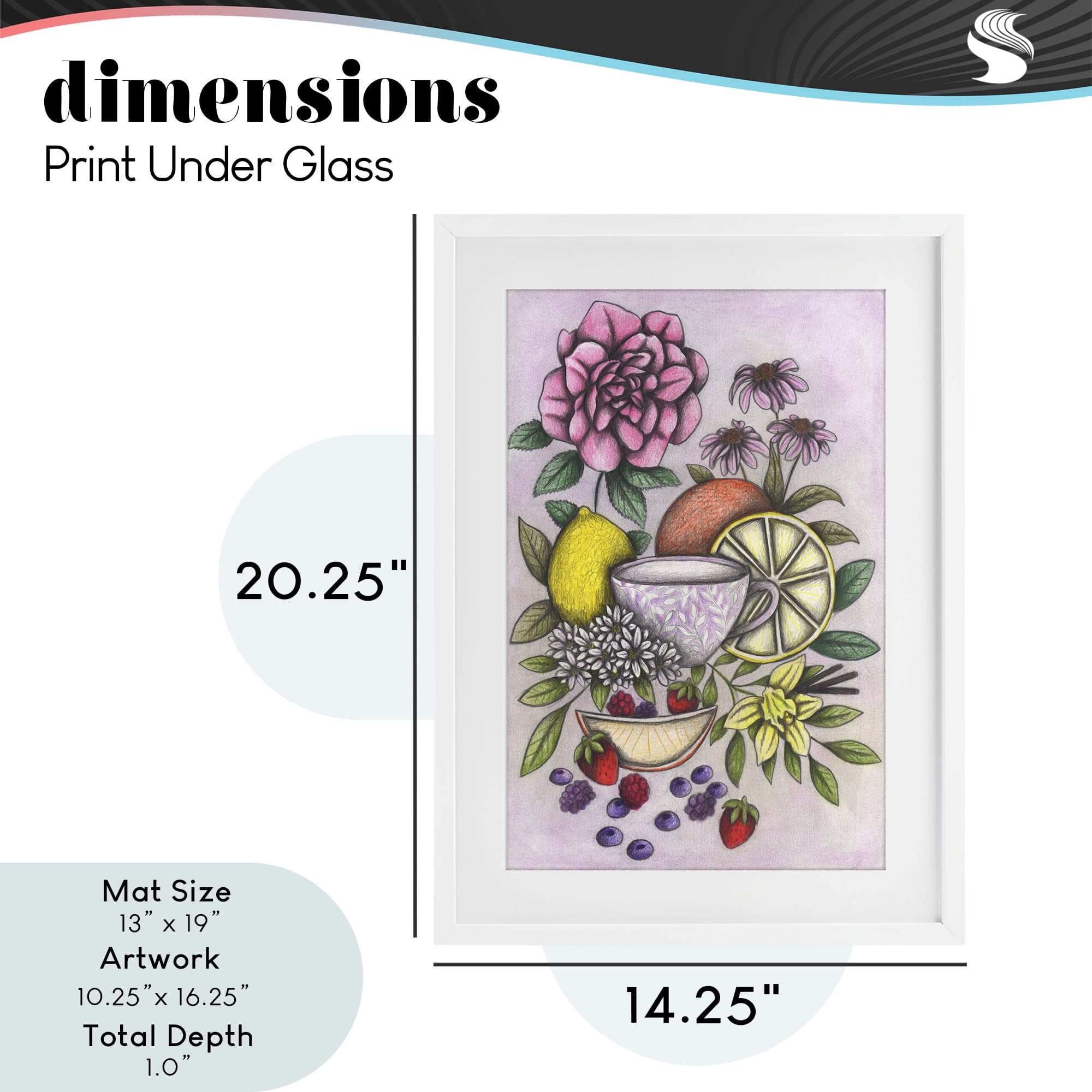 Rococo Tea with Fruits White Framed Print Under Glass, design by Cecilia Battaini