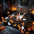 thumbnail image 4 of Homewish Halloween Ghost Bat Twin Bedding, Cute Witch Hat Cat Bedding Comforter Set, Black Orange, Black Reversible 7-Piece, 4 of 7