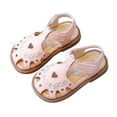 thumbnail image 3 of Gubotare Girls Sandals Girls' Kids Open Toe Strappy Dress Sandal Low Heel Shoes Dress Dance Flower Girl Size 11 (Gold,Little Kids 11), 3 of 5