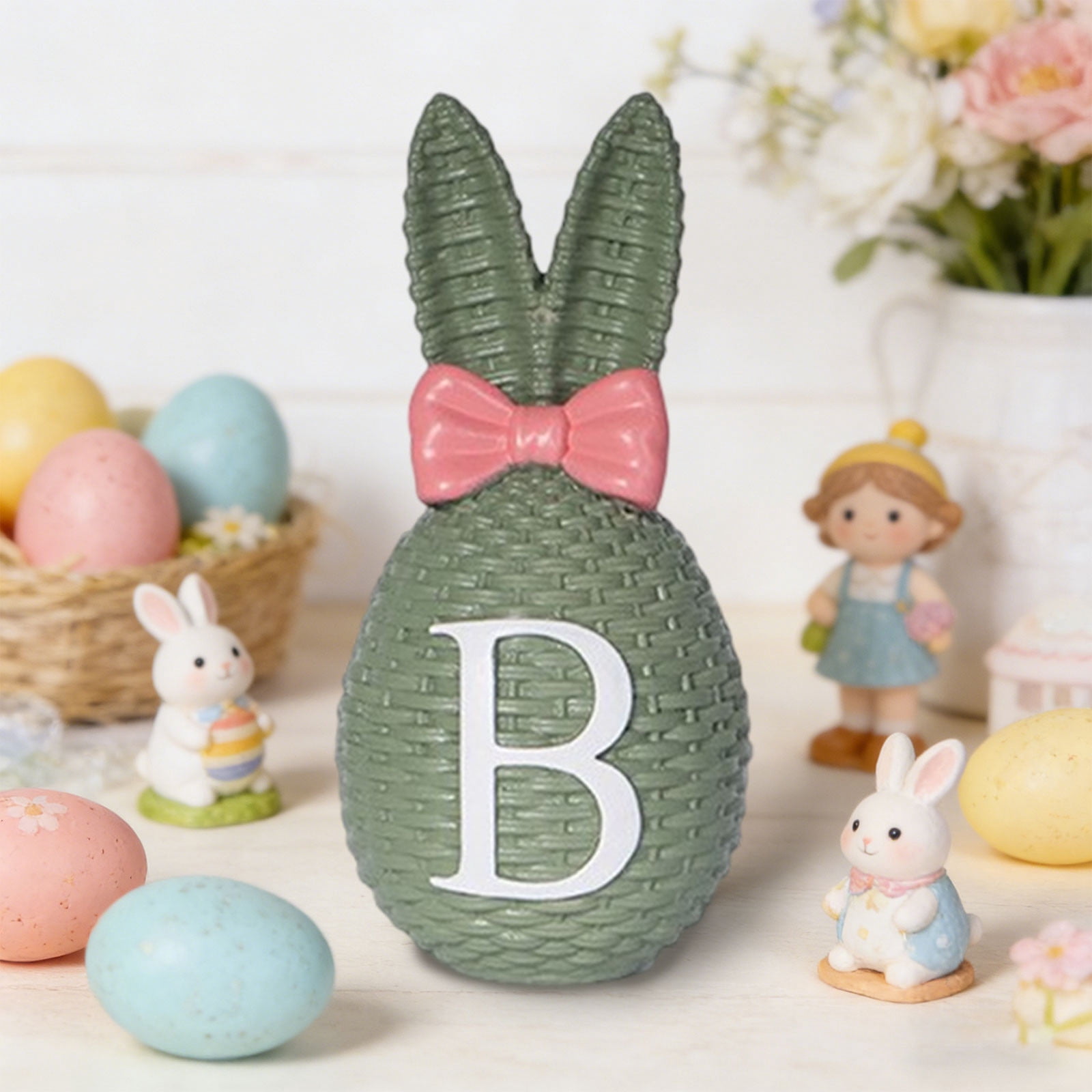 Easter Bunny Woven Storage Basket, Multifunctional Fruit and Snack Organizer, Home Decoration in Beige Coffee, Compact Size 21x12x11cm, Natural and Stylish