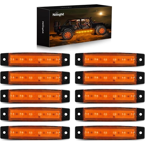 Nilight 10Pcs 3.8” 6 Amber Indicator Rear Side Truck Trailer RV Cab Boat Bus Lorry LED Marker Clearance Light