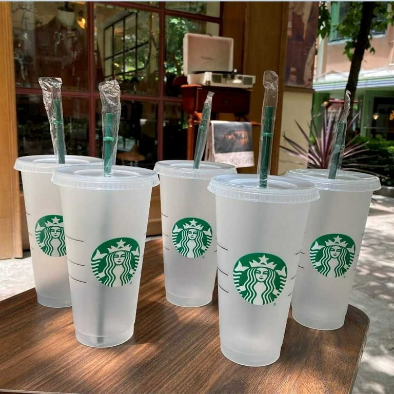 Starbucks Reusable Cold Cups with Lids and Straws - lot of 2