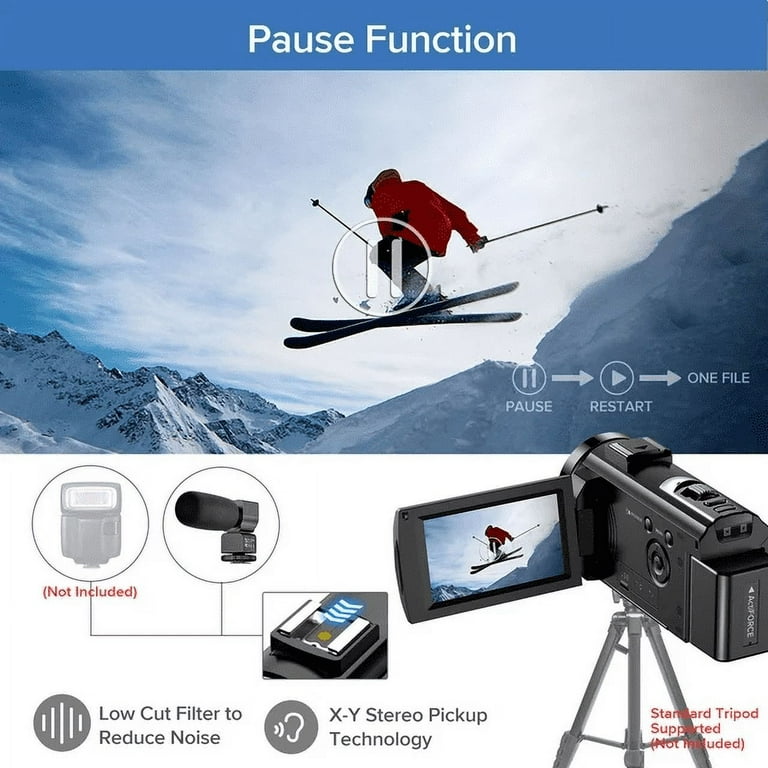 Ultra FHD 1080P 30FPS 24MP Video Camcorder with Touch Screen, 16X