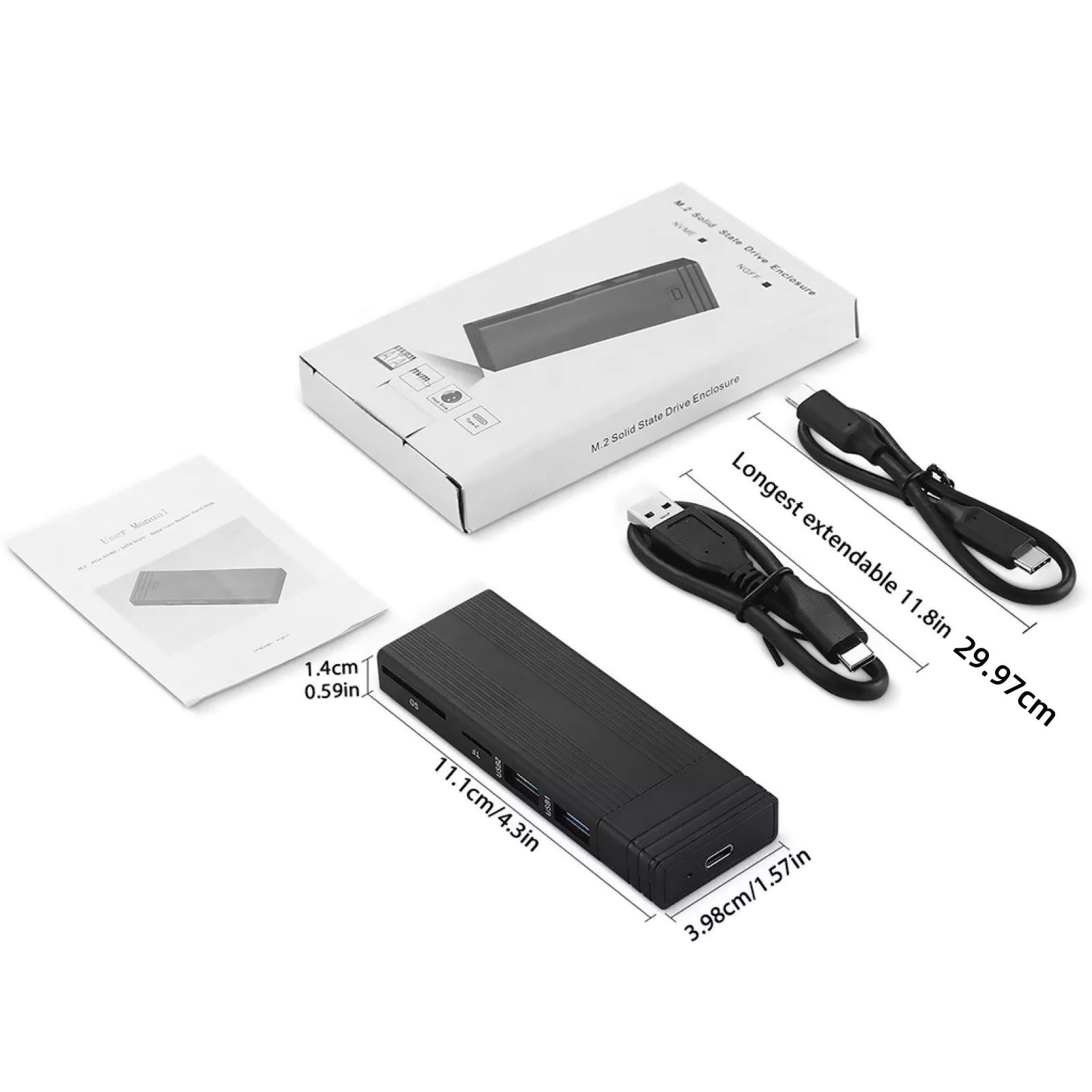 CSYANXING All-in-One M.2 NVMe/SATA SSD Enclosure & USB Hub Solution for Data Backup and Device Connectivity