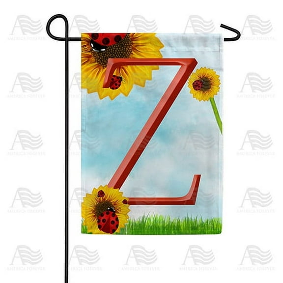 America Forever Summer Sunflower Ladybugs Monogram Garden Flag Letter Z 12.5 x 18 inches Yellow Floral Spring Double Sided Vertical Outdoor Yard Lawn Decorative Yellow Hello Sunshine Garden Flag