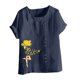 thumbnail image 4 of Fiudx Ofertas Flash Del Día Top de Manga Corta con Cuello Redondo y Botones Regulares con Estampado Sexy de Verano para Mujer, 4 of 5