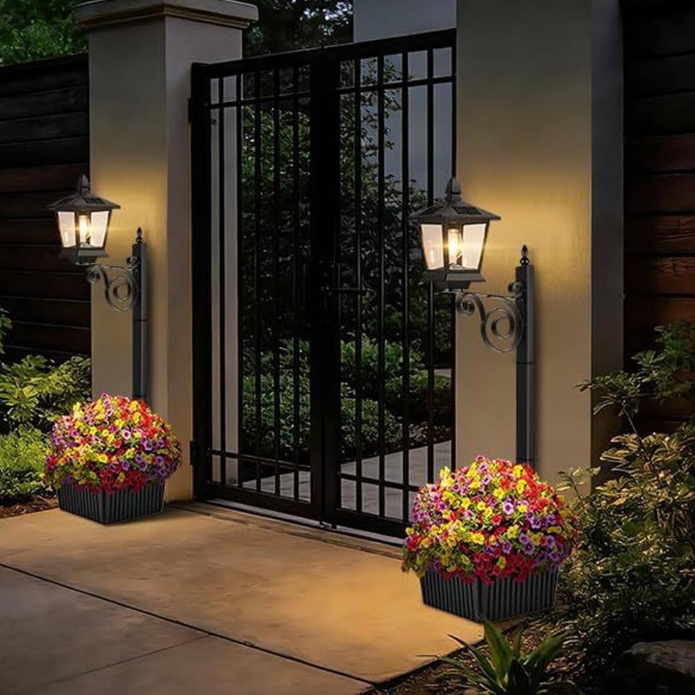 2 in 1 Solar Lamp Post with Planter, Weighted-Base Compatible Outdoor Light, Weatherproof Decorative Garden Decor for Porch, Patio, Yard,Dusk to Dawn LED ,Easy Assembly