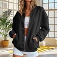thumbnail image 2 of Jackets for Women Fashion Casual Loose Button Up Long Sleeved Solid Color Cardigan Top Fall Winter Track Jackets with Pockets Fall Sweatshirts Jackets, 2 of 9
