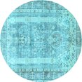 thumbnail image 1 of Ahgly Company Indoor Round Persian Light Blue Traditional Area Rugs, 4' Round, 1 of 4