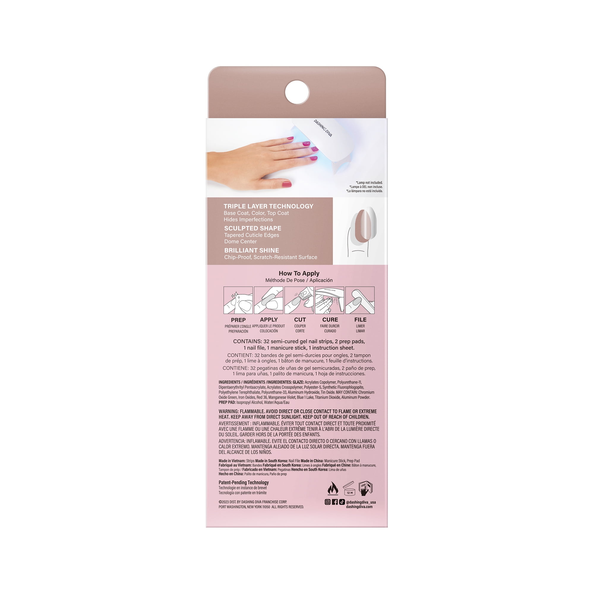 Dashing Diva Glaze Semi-Cured Gel Nail Strips, Ring The Alarm, 32 Ct