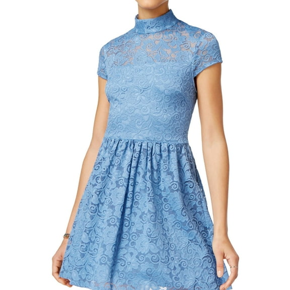 B. Darlin Womens Mock-Neck Lace Fit & Flare Dress slate 9/10 - Juniors