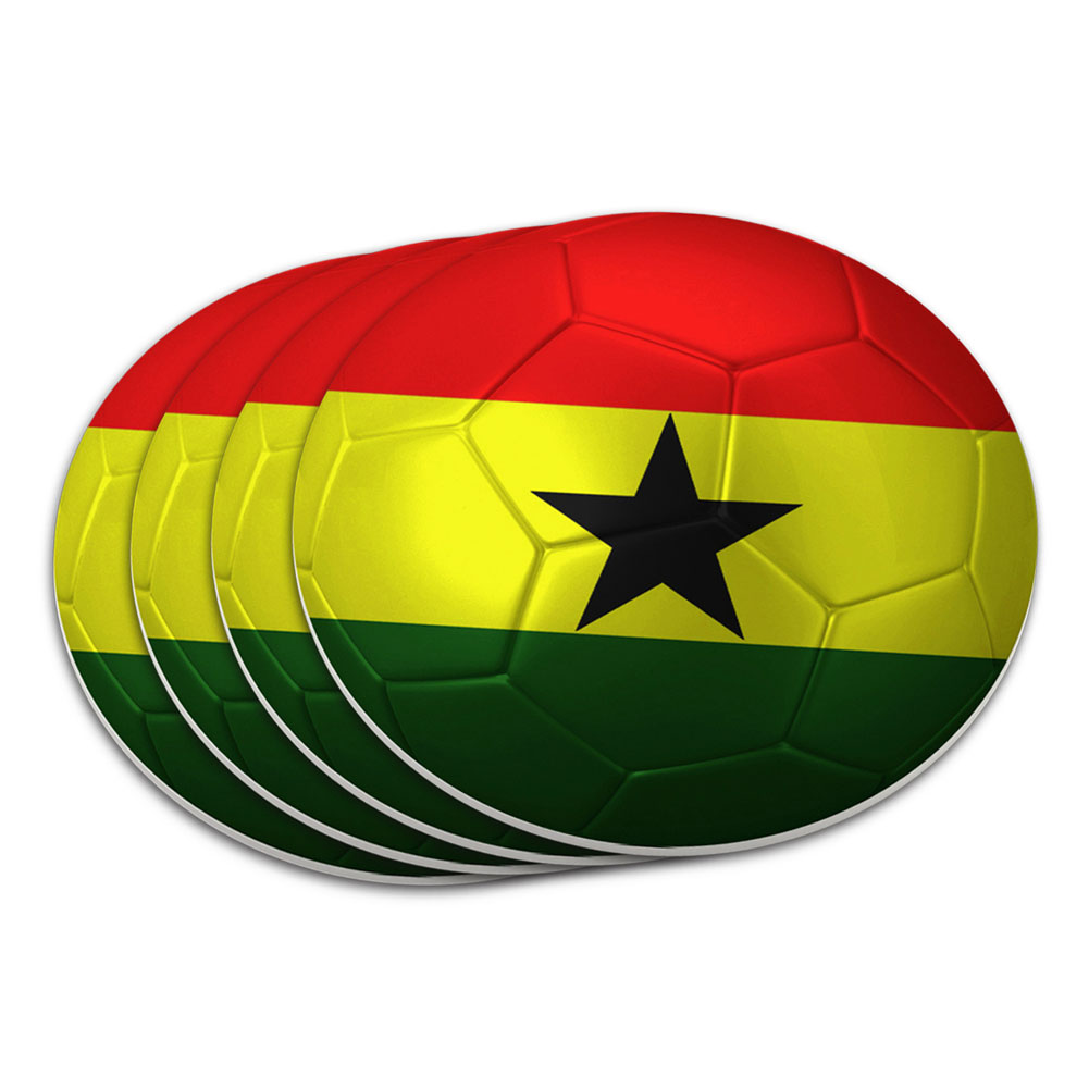 Ghana Flag Soccer Ball Futbol Football Coaster Set