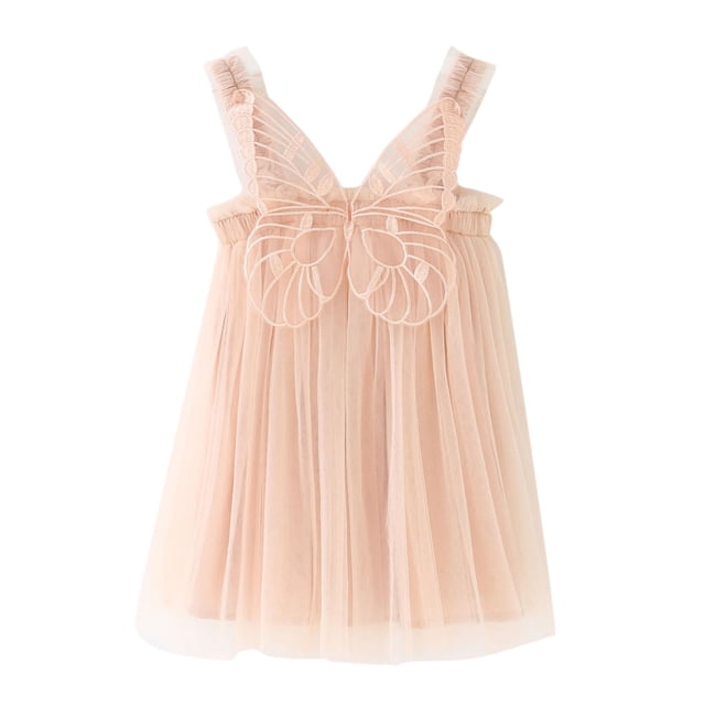 MIASHUI Robe à Bretelles Sans Manches pour Tout-Petites Filles pour Fête Dansante et Beige, 5-6 Ans