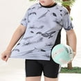 thumbnail image 6 of Boys Swimwear 2 Piece Set Shark Print Pattern Short Sleeved Shorts Set Grey -, 6 of 7