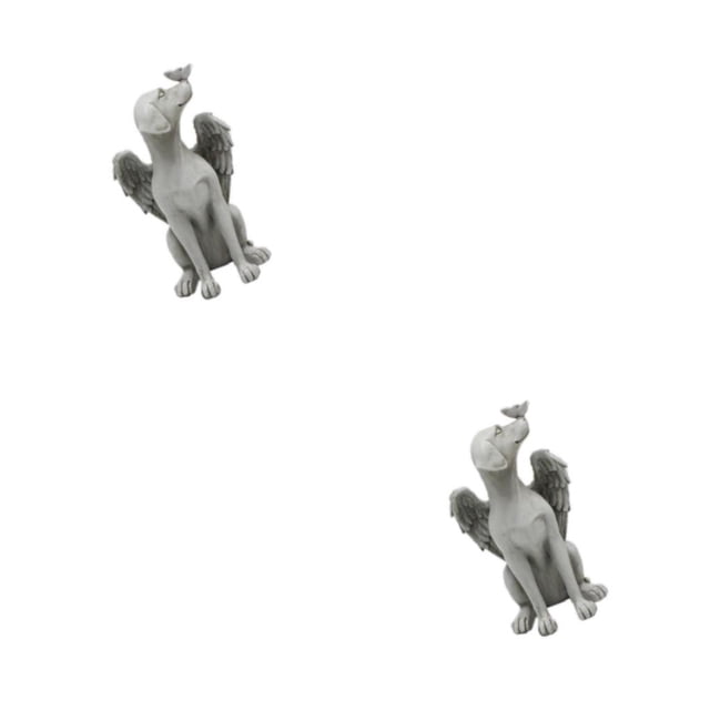 Methold Pet Statue Dog Angel's Wing Puppy Home Sculpture Garden Figurine Decor ángel 2Conjunto