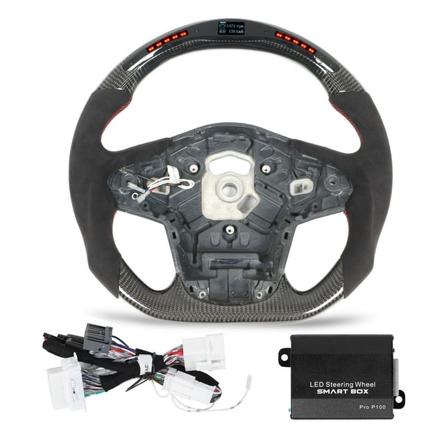 Steering Wheel, Flat Bottom Car Steering Wheel With LED Lights Display For Auto