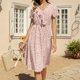 thumbnail image 5 of Vestido de manga corta de playa boho floral de gasa con cuello en V casual para mujer Fridja yut2982, 5 of 8