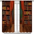 thumbnail image 4 of Bookshelf Curtains, Vintage Library with Books Window Treatments for Kids Bedroom, Wooden Wooden Antique Bookcase Drapes 2 Panel Sets,55x63 Inch, 4 of 6