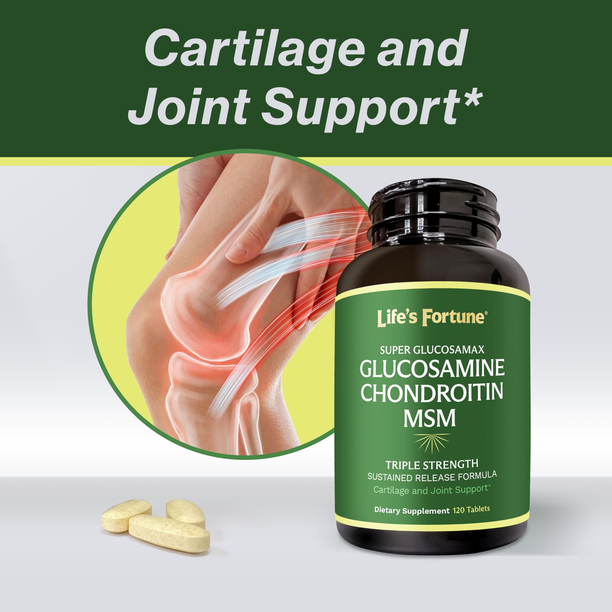 Life's Fortune Super Glucosamax Glucosamine Sulfate Supplement, 120 Tablets, Glucosamine, Joint Support Formula