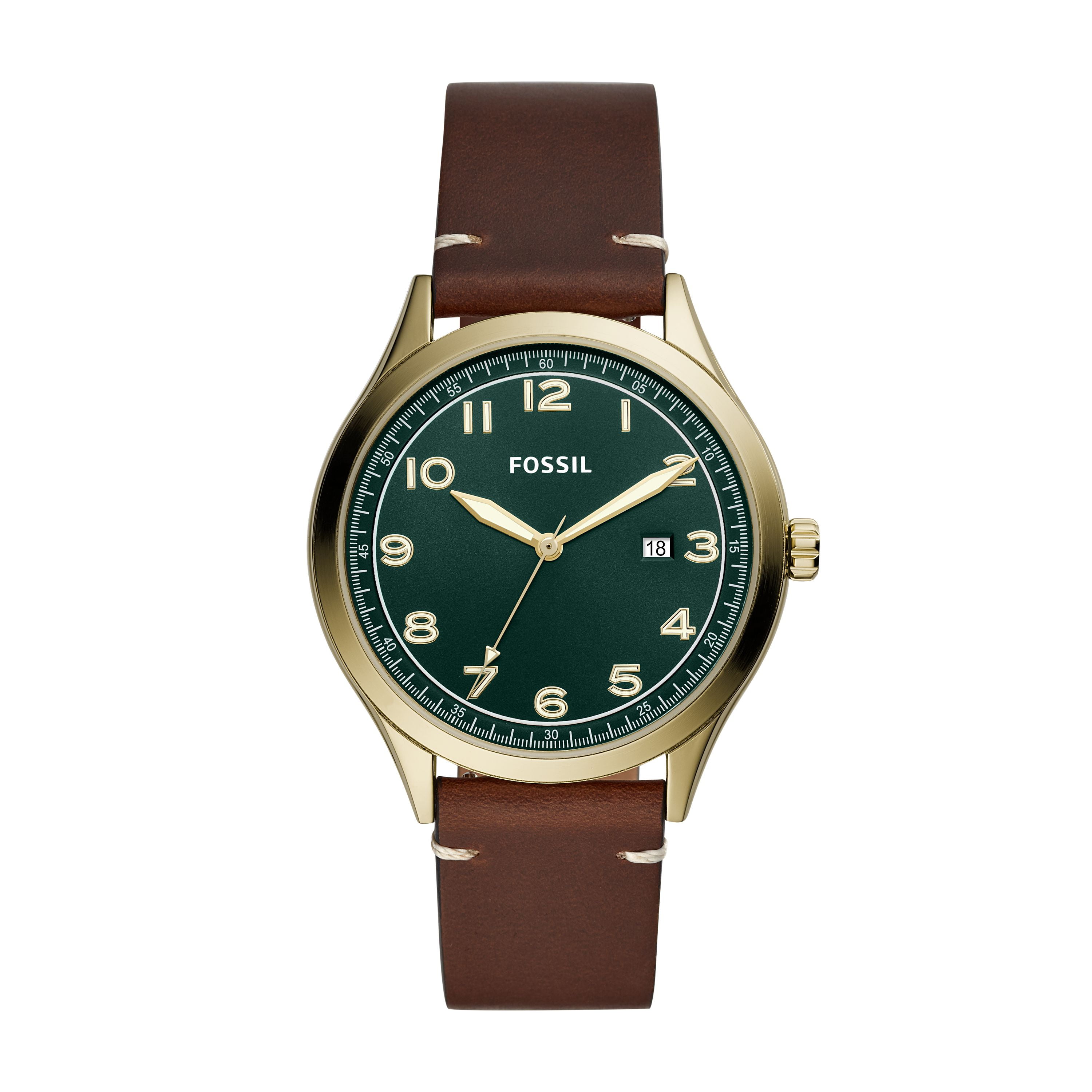 Wylie Three-Hand Brown Leather Watch 