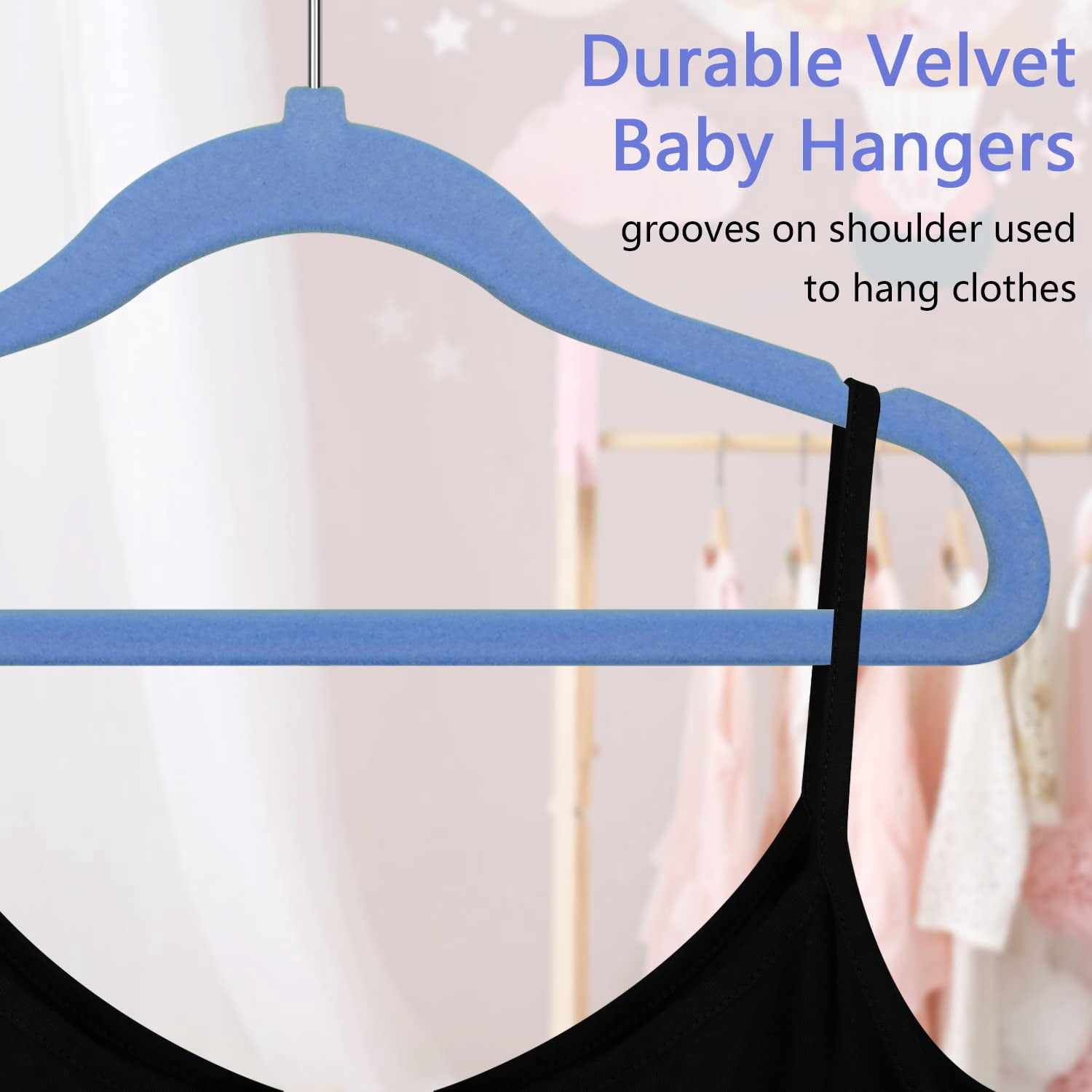 Kids Velvet Hangers 50 Pack 11.8 Inch Non-Slip Baby Toddler Clothes Hangers with Notches and Swivel Hooks Space-Saving Beige