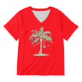 thumbnail image 4 of Tiweut Womens V Neck Christmas Shirt Merry Holiday Graphic Tees Family Holiday Xmas T-Shirts Gift Tops,Red, 4 of 4