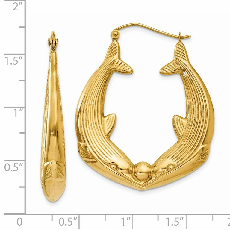Gold dolphin 2024 hoop earrings