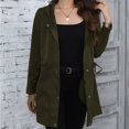thumbnail image 2 of FYDUU Women's Hooded Trench Coat Mid Length Long Sleeve Classic Casual Jacket Windproof Windbreaker Jackets For Women Outerwear Comfort Casual Coats, 2 of 8