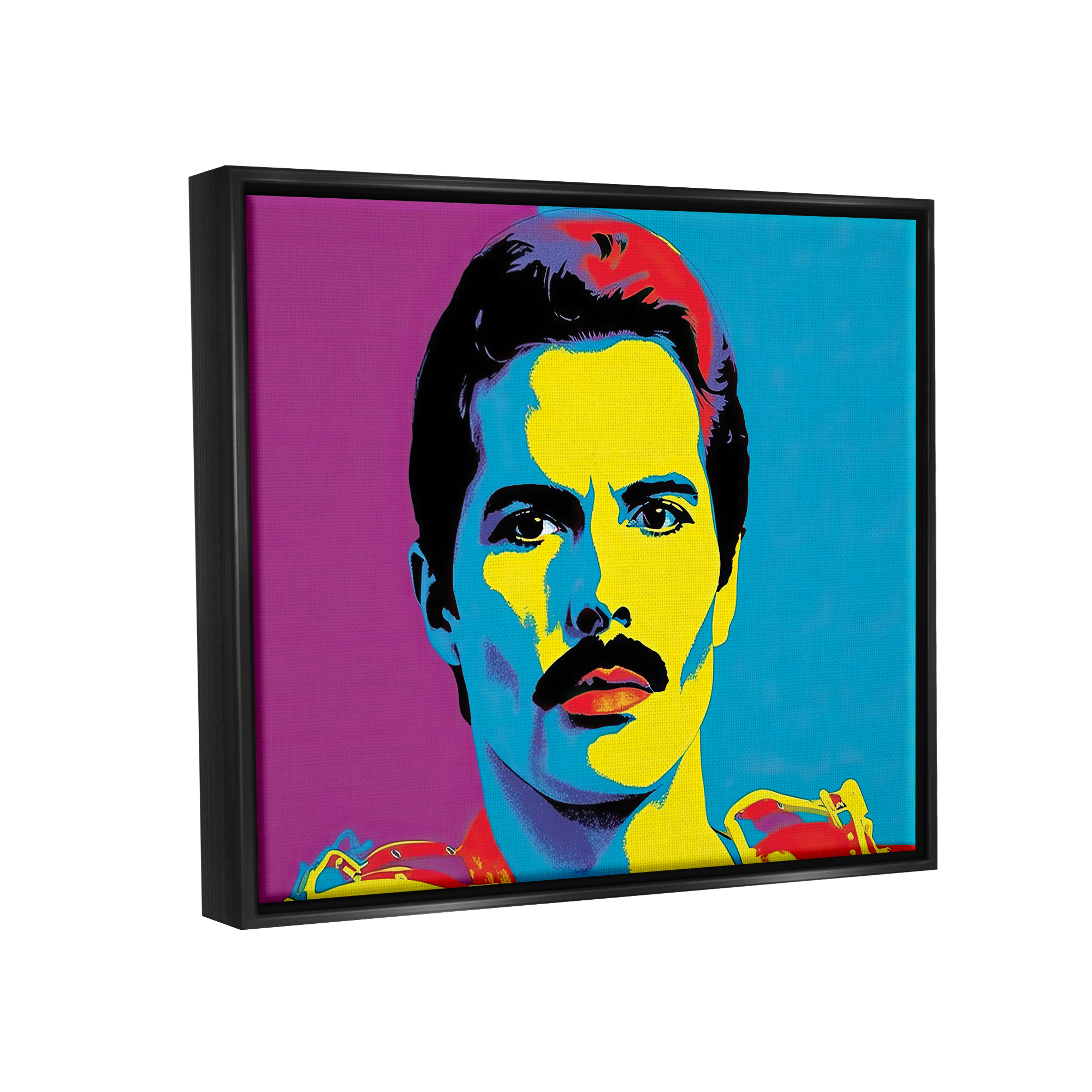 Stupell Industries Freddie Mercury Pop Style Abstract Painting Black Floater Framed Art Print Wall Art, 21 x 17
